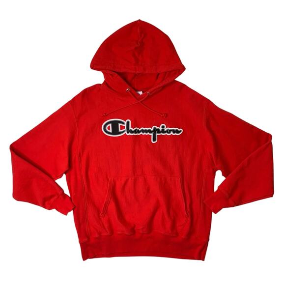 Champion Other - Champion Sweatshirt Mens L Large Red Reverse Weave Fleece Lined Hooded Pullover
